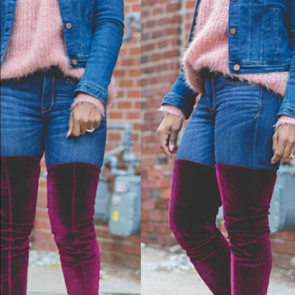 Aldo Tenesha thigh high velvet boots